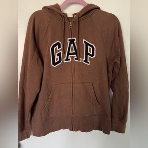 GAP Brown Full‑Zip Hooded Sweatshirt with Logo